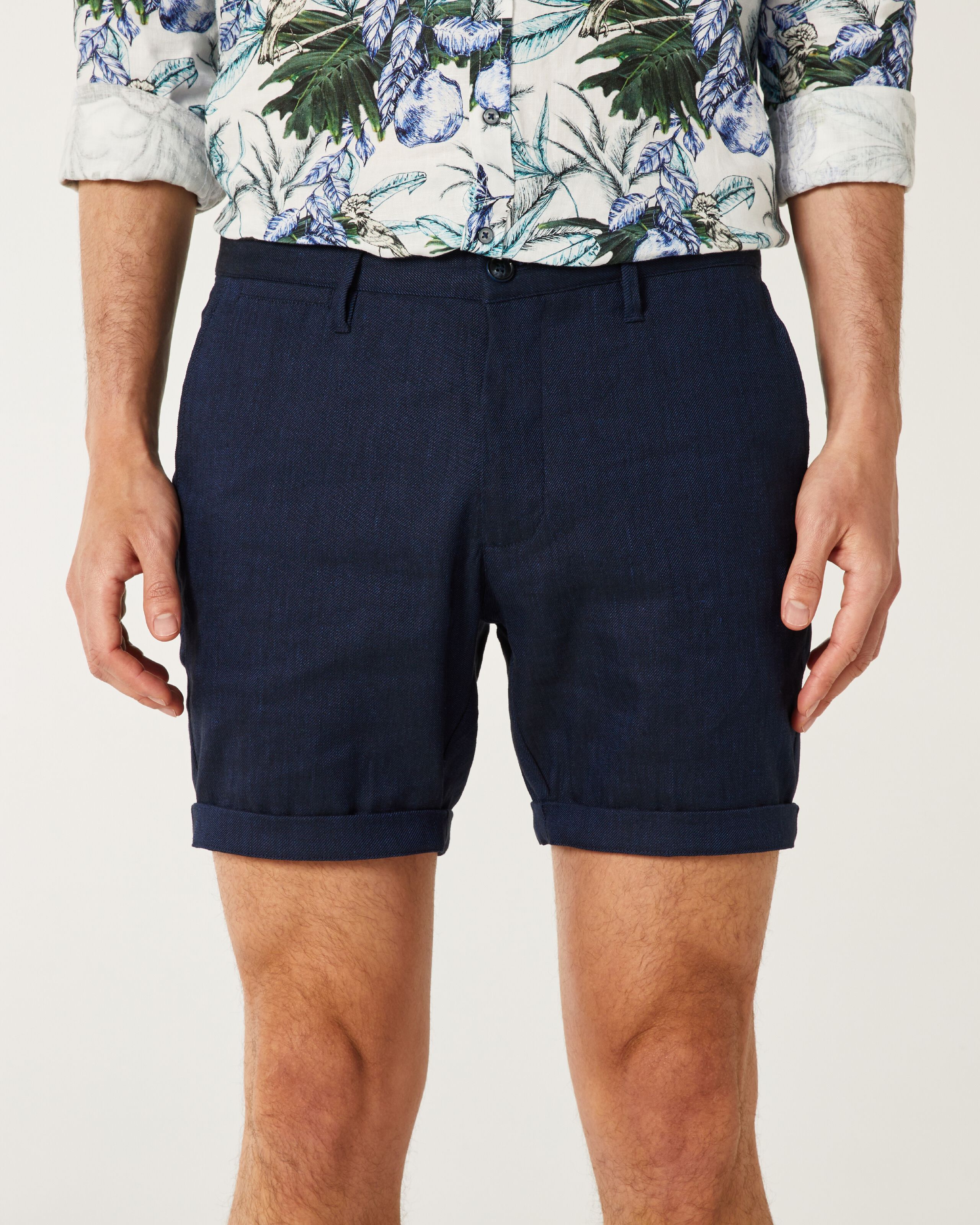 Slim Stretch Linen Blend Shorts Shorts Politix